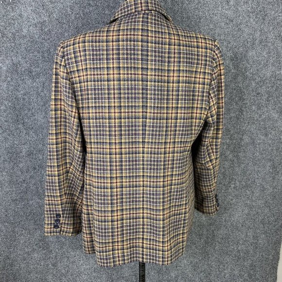 Worthington Blazer Jacket Women 12p Wool Blend 2 Button Brown Plaid Lined - Picture 6 of 10